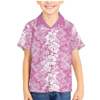 Hawaiian Lei Day Family Matching Mermaid Dress and Hawaiian Shirt Pink Hibiscus Flowers Lei Art LT9 Son's Shirt Pink - Polynesian Pride
