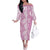 Hawaiian Lei Day Family Matching Off The Shoulder Long Sleeve Dress and Hawaiian Shirt Pink Hibiscus Flowers Lei Art