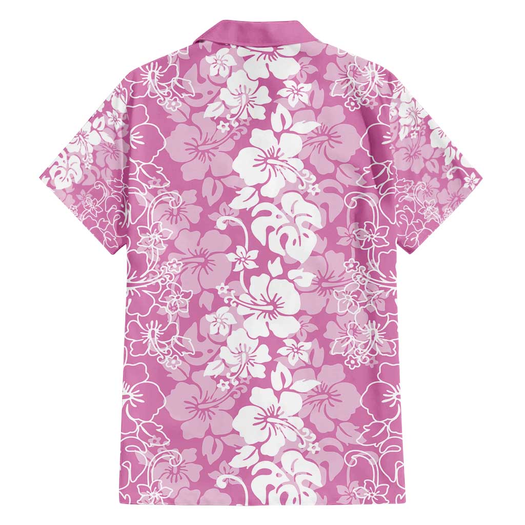 Hawaiian Lei Day Family Matching Off Shoulder Short Dress and Hawaiian Shirt Pink Hibiscus Flowers Lei Art LT9 - Polynesian Pride
