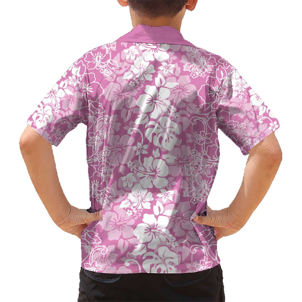 Hawaiian Lei Day Family Matching Short Sleeve Bodycon Dress and Hawaiian Shirt Pink Hibiscus Flowers Lei Art LT9 - Polynesian Pride