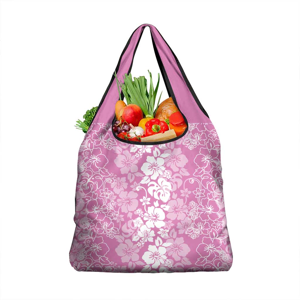 Hawaiian Lei Day Grocery Bag Pink Hibiscus Flowers Lei Art LT9 1-pack One Size Pink - Polynesian Pride