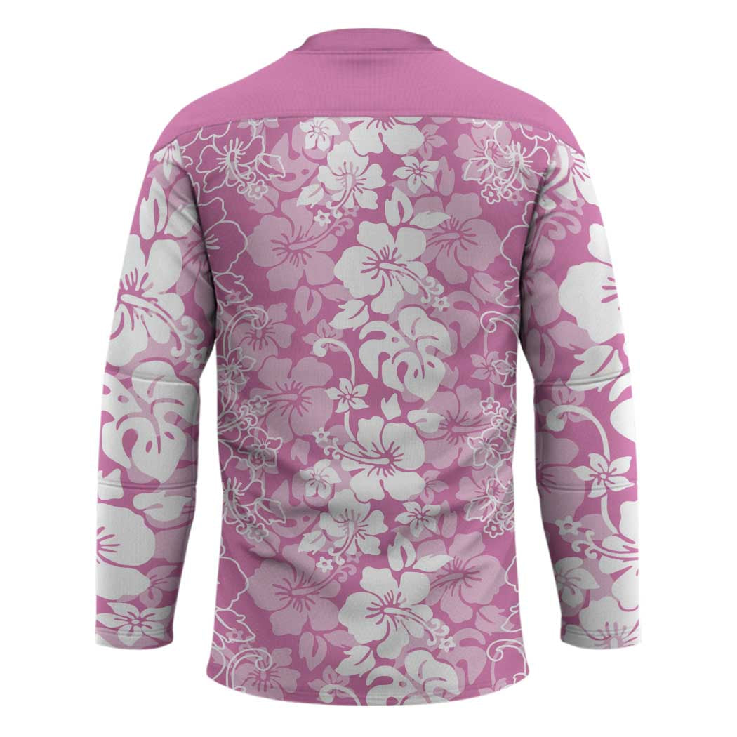 Hawaiian Lei Day Hockey Jersey Pink Hibiscus Flowers Lei Art - Polynesian Pride