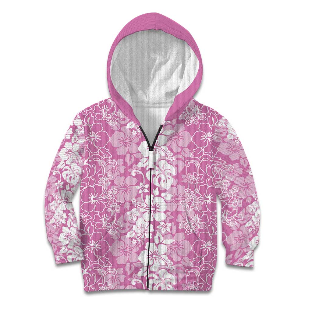 Hawaiian Lei Day Kid Hoodie Pink Hibiscus Flowers Lei Art
