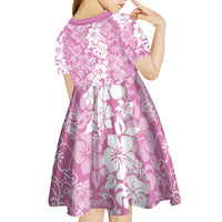 Hawaiian Lei Day Kid Short Sleeve Dress Pink Hibiscus Flowers Lei Art LT9 - Polynesian Pride