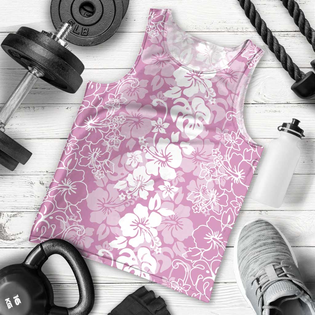 Hawaiian Lei Day Men Tank Top Pink Hibiscus Flowers Lei Art