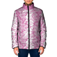 Hawaiian Lei Day Padded Jacket Pink Hibiscus Flowers Lei Art LT9 Men Pink - Polynesian Pride