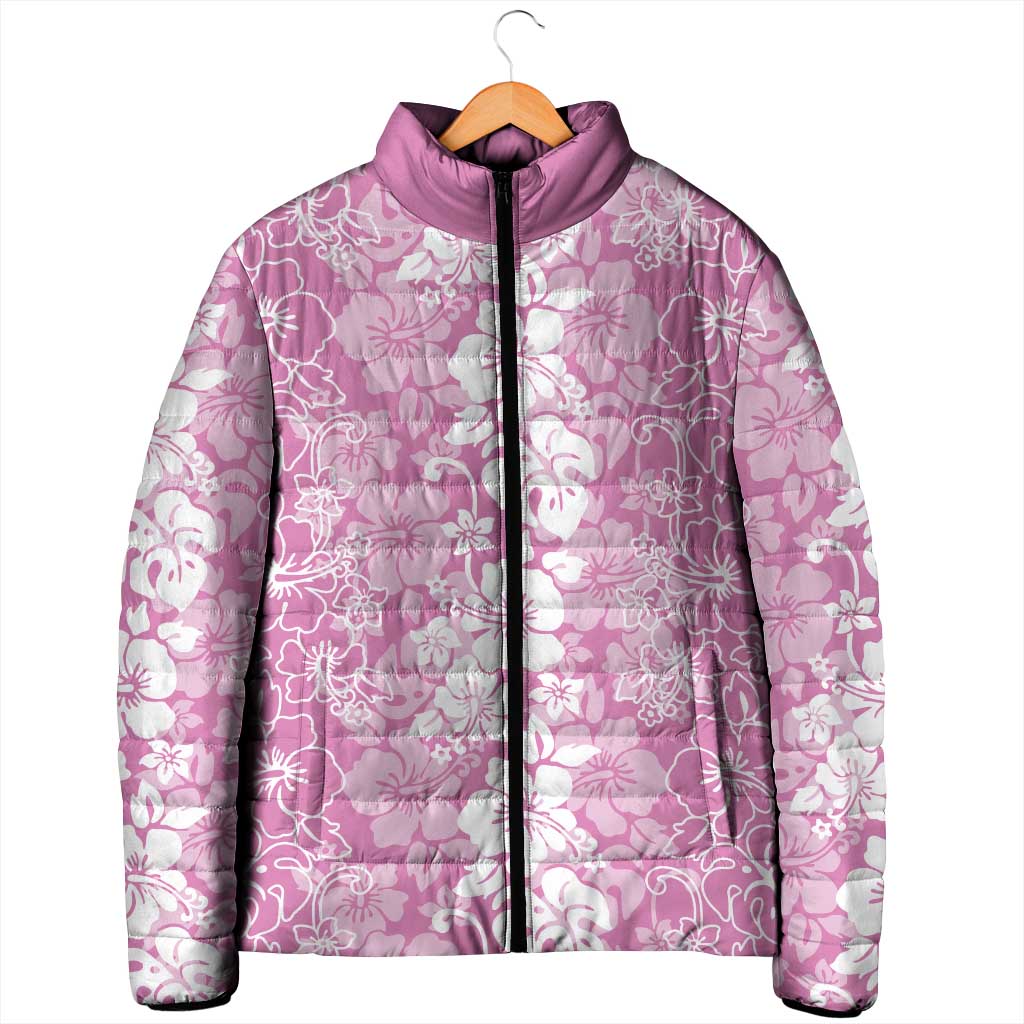 Hawaiian Lei Day Padded Jacket Pink Hibiscus Flowers Lei Art LT9 - Polynesian Pride