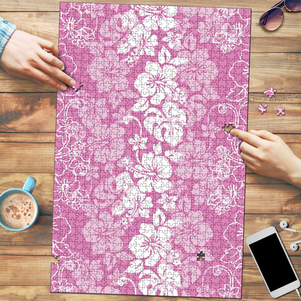 Hawaiian Lei Day Puzzle Pink Hibiscus Flowers Lei Art LT9 Pink - Polynesian Pride