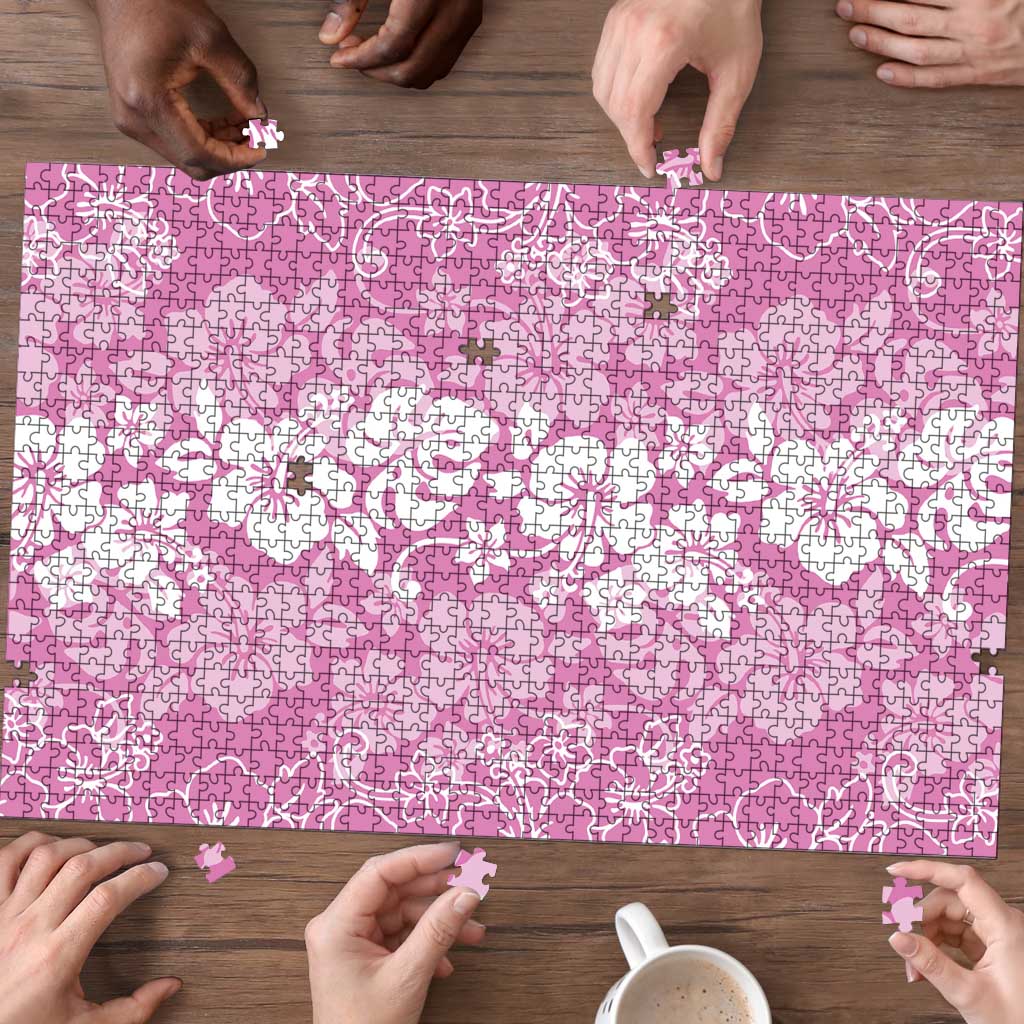 Hawaiian Lei Day Puzzle Pink Hibiscus Flowers Lei Art LT9 - Polynesian Pride