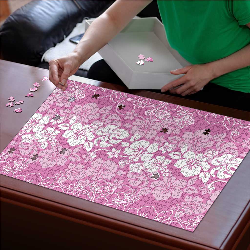 Hawaiian Lei Day Puzzle Pink Hibiscus Flowers Lei Art LT9 - Polynesian Pride