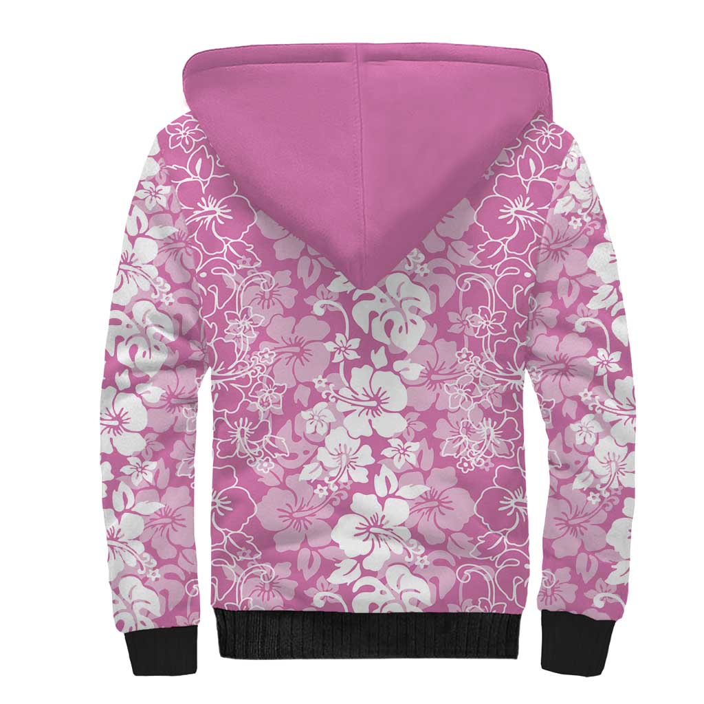 Hawaiian Lei Day Sherpa Hoodie Pink Hibiscus Flowers Lei Art LT9 - Polynesian Pride
