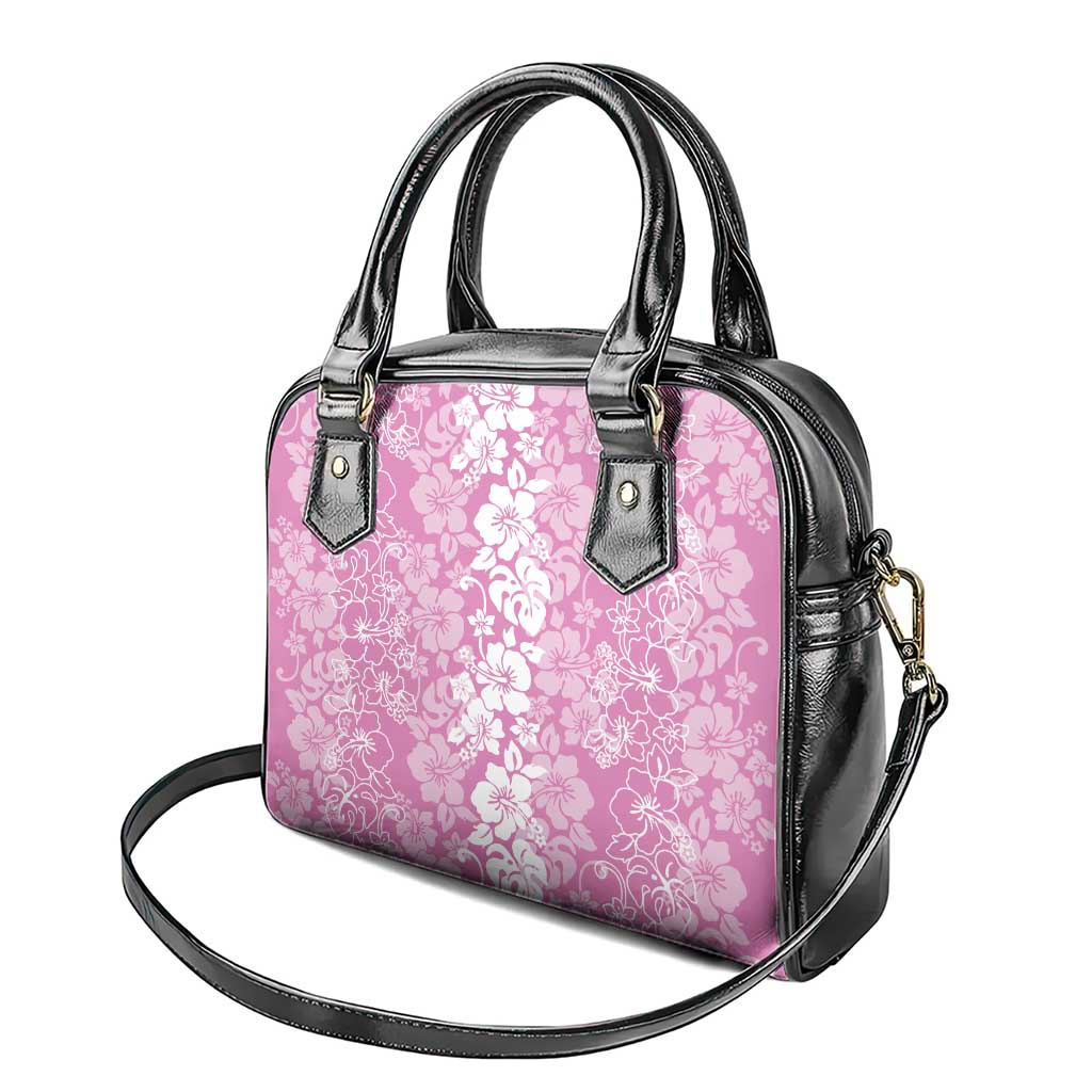 Hawaiian Lei Day Shoulder Handbag Pink Hibiscus Flowers Lei Art