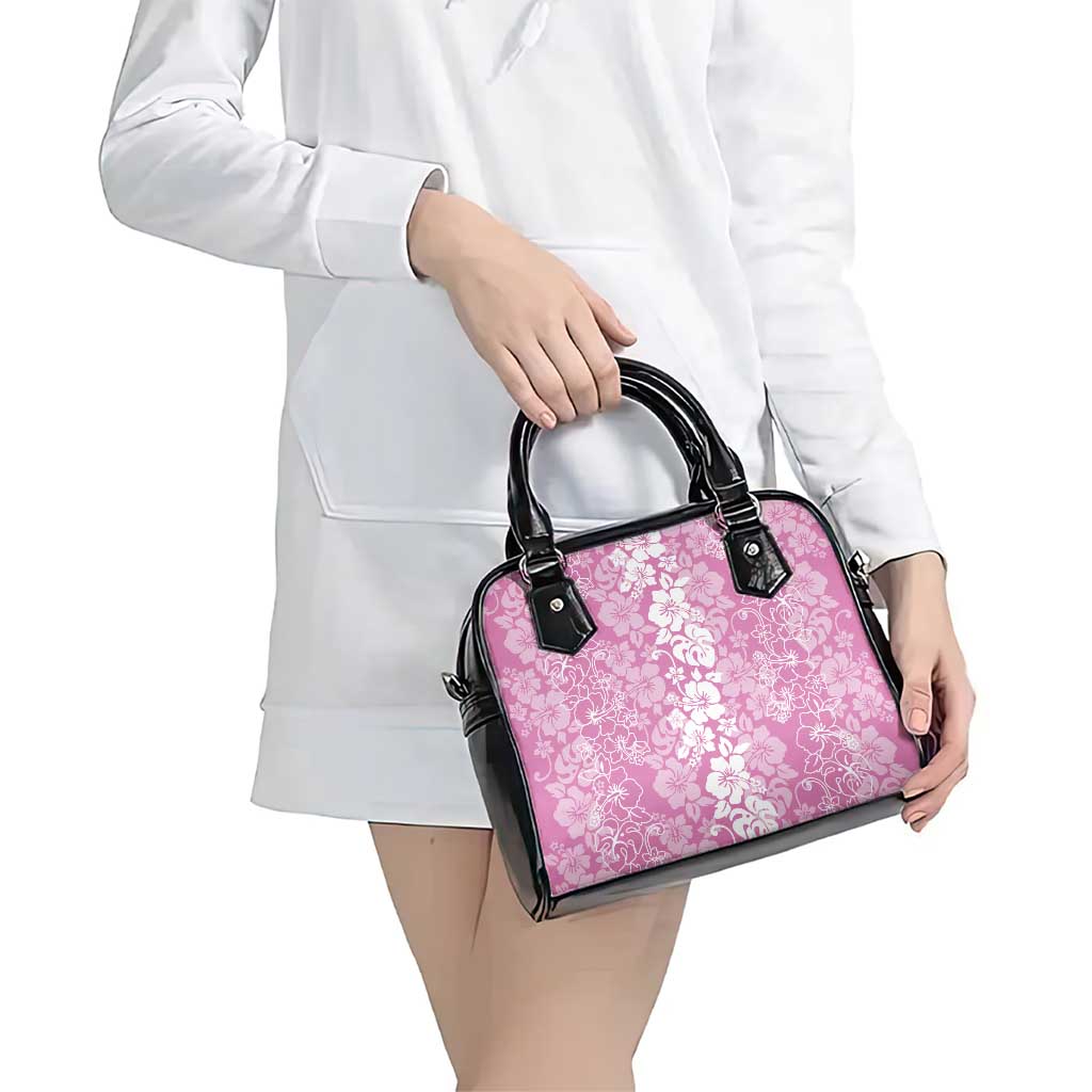 Hawaiian Lei Day Shoulder Handbag Pink Hibiscus Flowers Lei Art