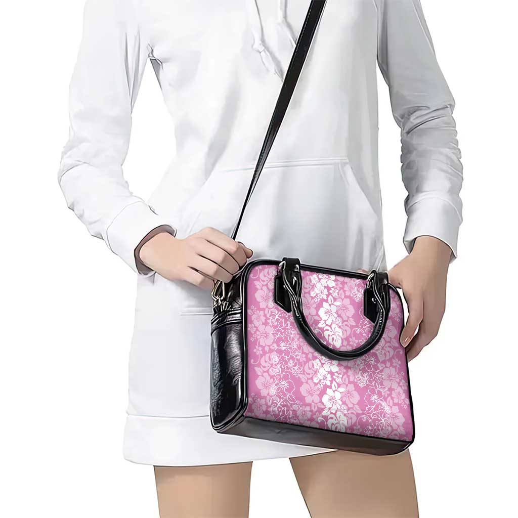 Hawaiian Lei Day Shoulder Handbag Pink Hibiscus Flowers Lei Art