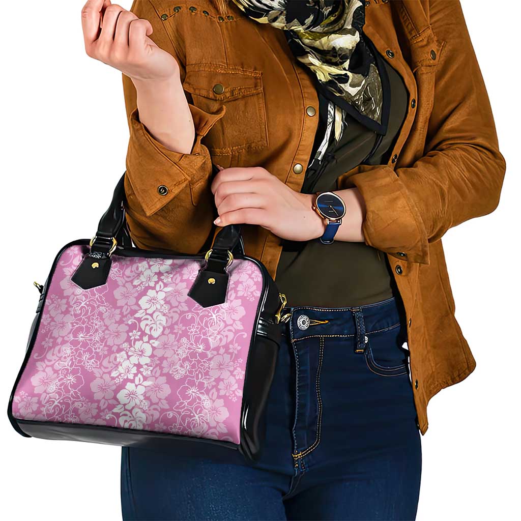 Hawaiian Lei Day Shoulder Handbag Pink Hibiscus Flowers Lei Art