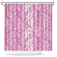 Hawaiian Lei Day Shower Curtain Pink Hibiscus Flowers Lei Art LT9 Pink - Polynesian Pride