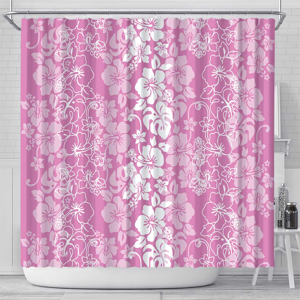 Hawaiian Lei Day Shower Curtain Pink Hibiscus Flowers Lei Art LT9 - Polynesian Pride