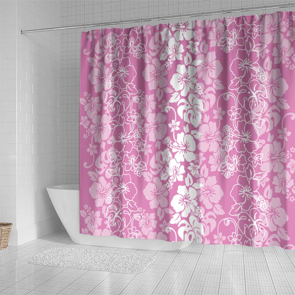 Hawaiian Lei Day Shower Curtain Pink Hibiscus Flowers Lei Art LT9 - Polynesian Pride