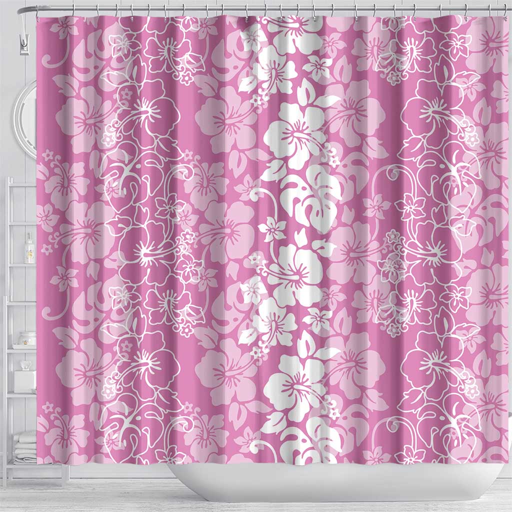 Hawaiian Lei Day Shower Curtain Pink Hibiscus Flowers Lei Art LT9 - Polynesian Pride