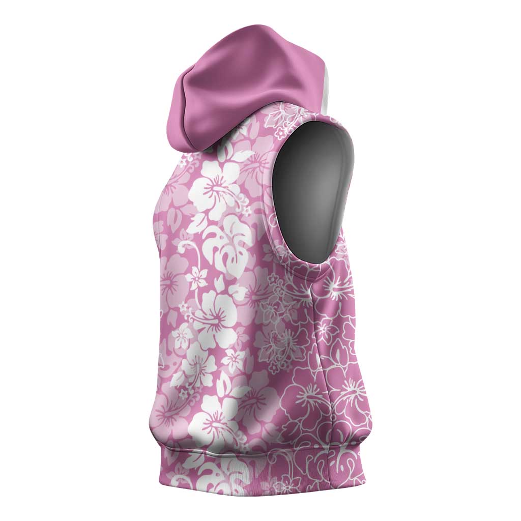 Hawaiian Lei Day Sleeveless Hoodie Pink Hibiscus Flowers Lei Art LT9 - Polynesian Pride