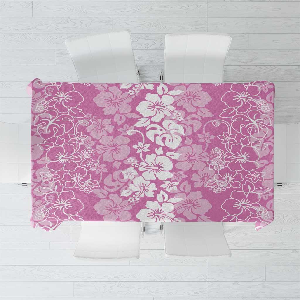 Hawaiian Lei Day Tablecloth Pink Hibiscus Flowers Lei Art