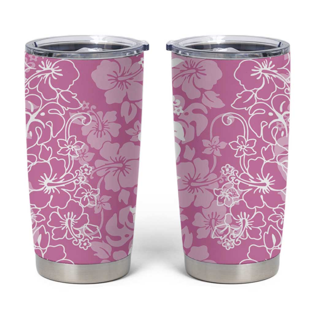 Hawaiian Lei Day Tumbler Cup Pink Hibiscus Flowers Lei Art