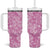 Hawaiian Lei Day Tumbler With Handle Pink Hibiscus Flowers Lei Art