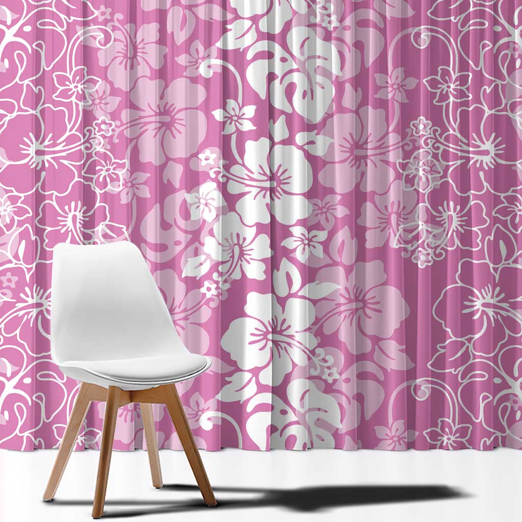 Hawaiian Lei Day Window Curtain Pink Hibiscus Flowers Lei Art