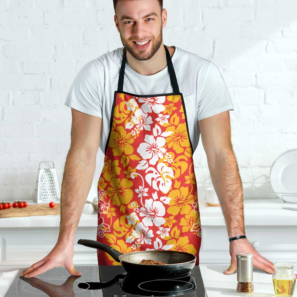Hawaiian Lei Day Apron Red Hibiscus Flowers Lei Art - Polynesian Pride