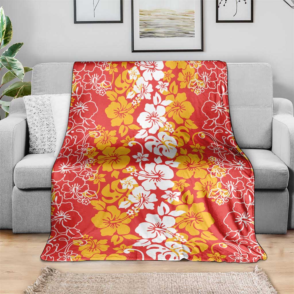Hawaiian Lei Day Blanket Red Hibiscus Flowers Lei Art LT9 - Polynesian Pride