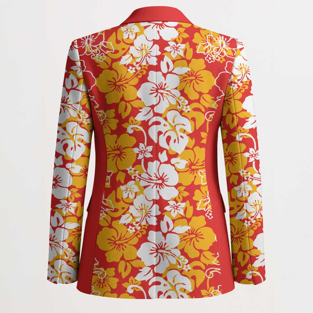 Hawaiian Lei Day Blazer Red Hibiscus Flowers Lei Art LT9 - Polynesian Pride