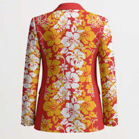 Hawaiian Lei Day Blazer Red Hibiscus Flowers Lei Art LT9 - Polynesian Pride