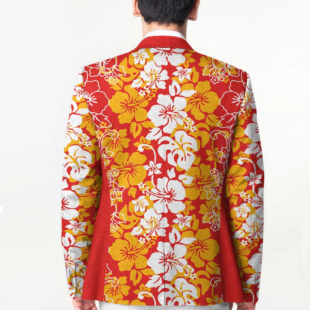 Hawaiian Lei Day Blazer Red Hibiscus Flowers Lei Art LT9 - Polynesian Pride
