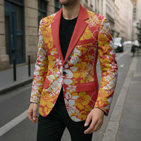 Hawaiian Lei Day Blazer Red Hibiscus Flowers Lei Art LT9 - Polynesian Pride