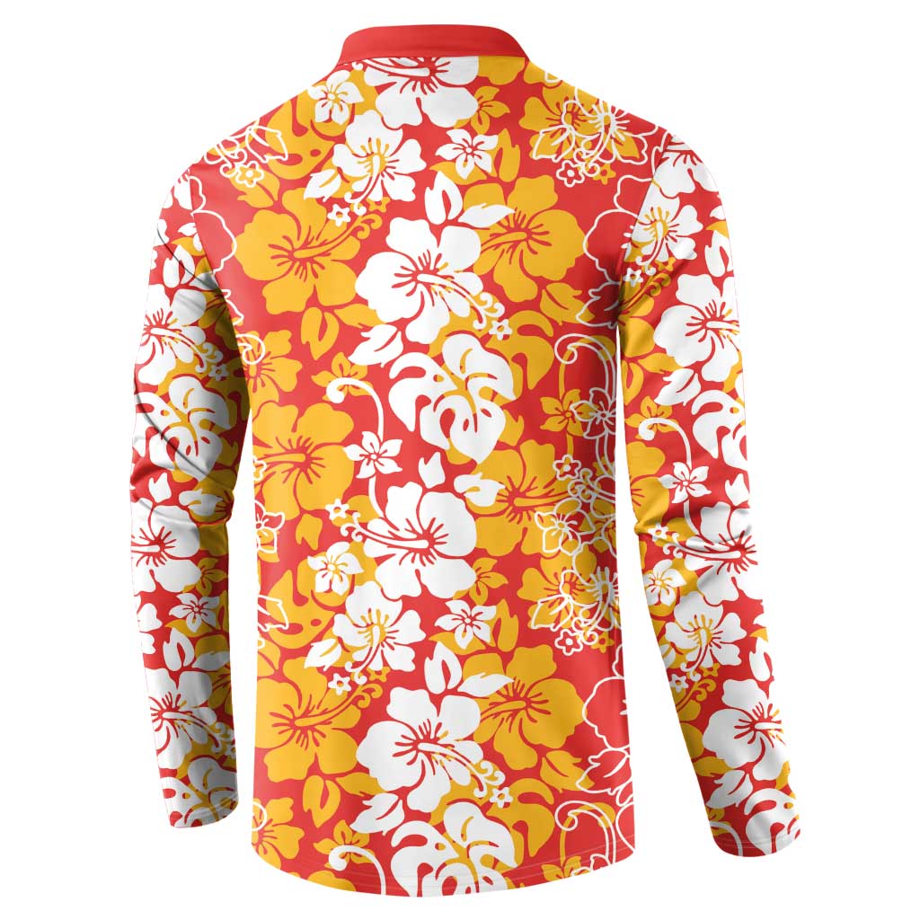 Hawaiian Lei Day Button Sweatshirt Red Hibiscus Flowers Lei Art LT9 - Polynesian Pride