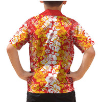 Hawaiian Lei Day Family Matching Mermaid Dress and Hawaiian Shirt Red Hibiscus Flowers Lei Art LT9 - Polynesian Pride