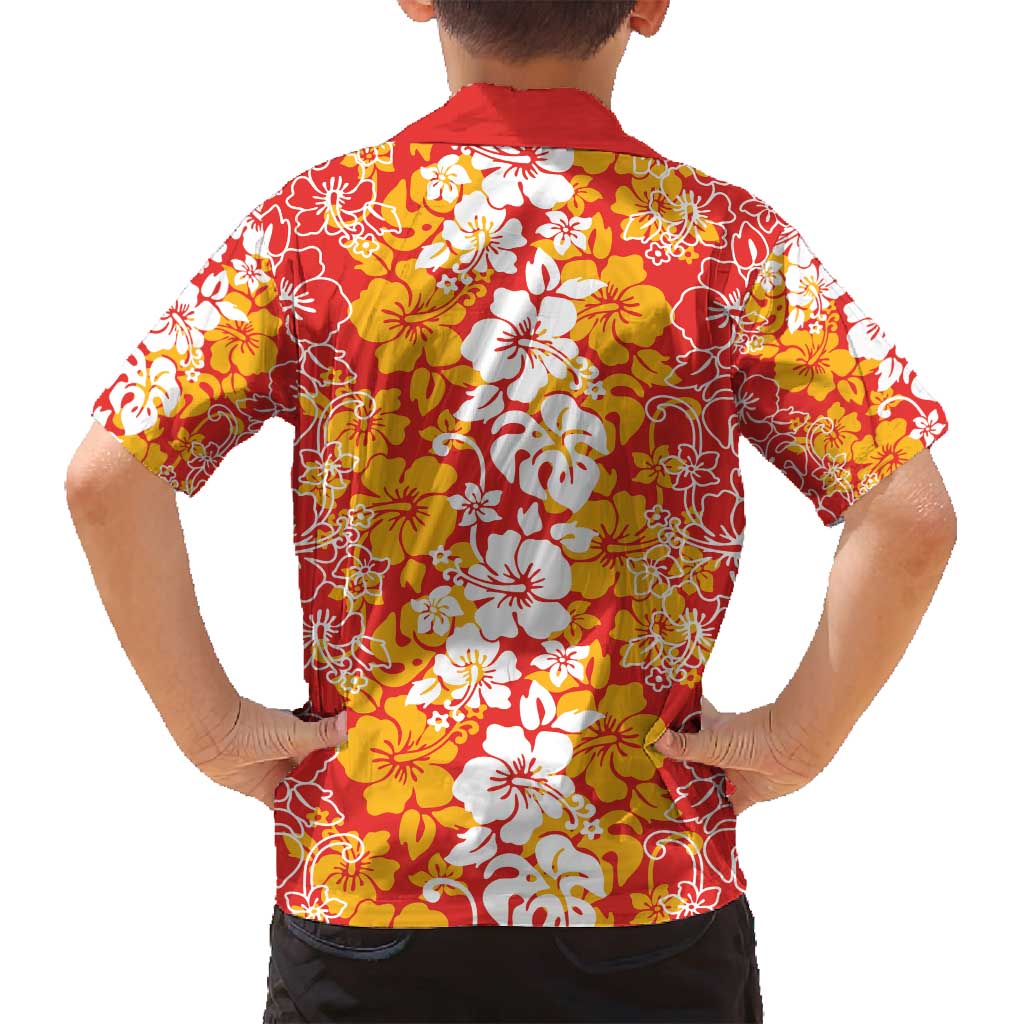 Hawaiian Lei Day Family Matching Summer Maxi Dress and Hawaiian Shirt Red Hibiscus Flowers Lei Art LT9 - Polynesian Pride