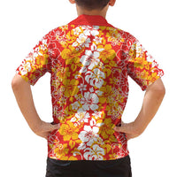 Hawaiian Lei Day Family Matching Summer Maxi Dress and Hawaiian Shirt Red Hibiscus Flowers Lei Art LT9 - Polynesian Pride