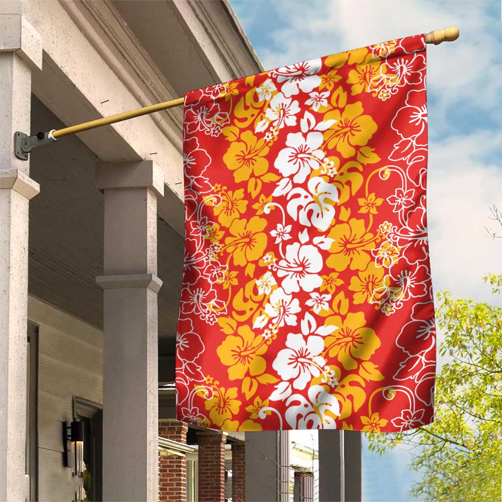 Hawaiian Lei Day Garden Flag Red Hibiscus Flowers Lei Art