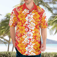 Hawaiian Lei Day Hawaiian Shirt Red Hibiscus Flowers Lei Art