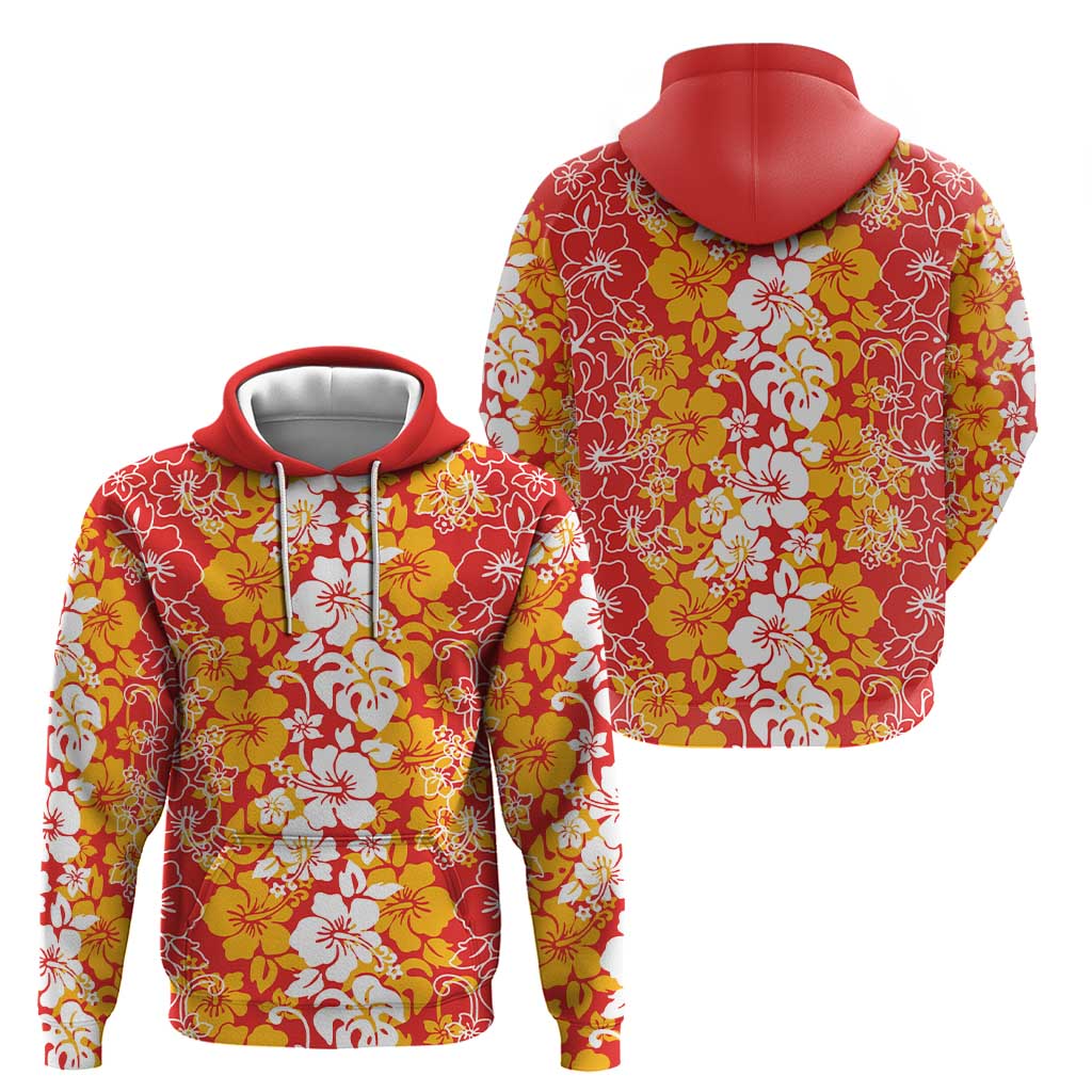 Hawaiian Lei Day Hoodie Red Hibiscus Flowers Lei Art
