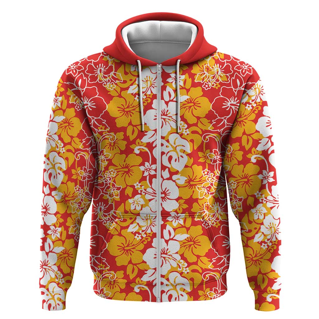 Hawaiian Lei Day Hoodie Red Hibiscus Flowers Lei Art