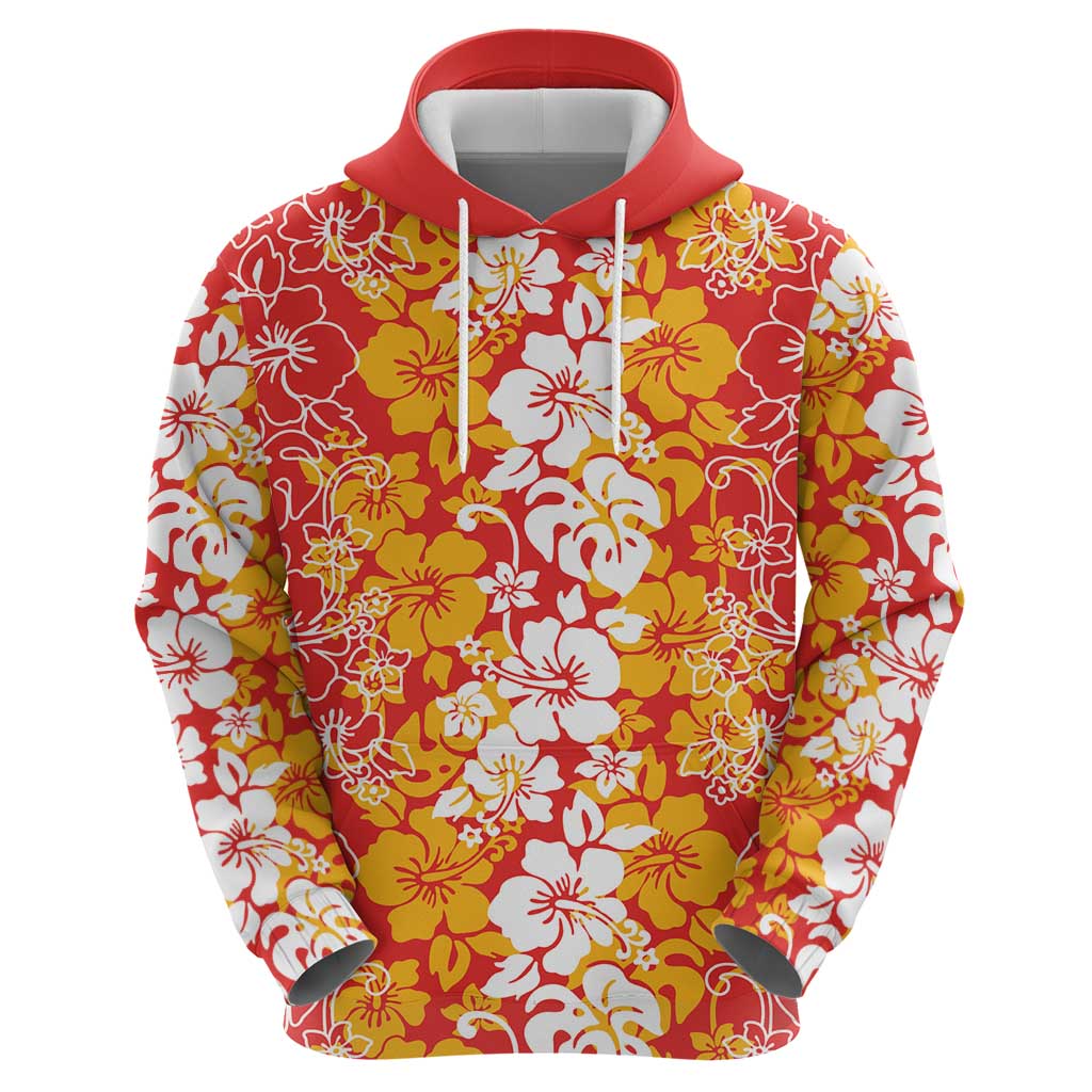 Hawaiian Lei Day Hoodie Red Hibiscus Flowers Lei Art