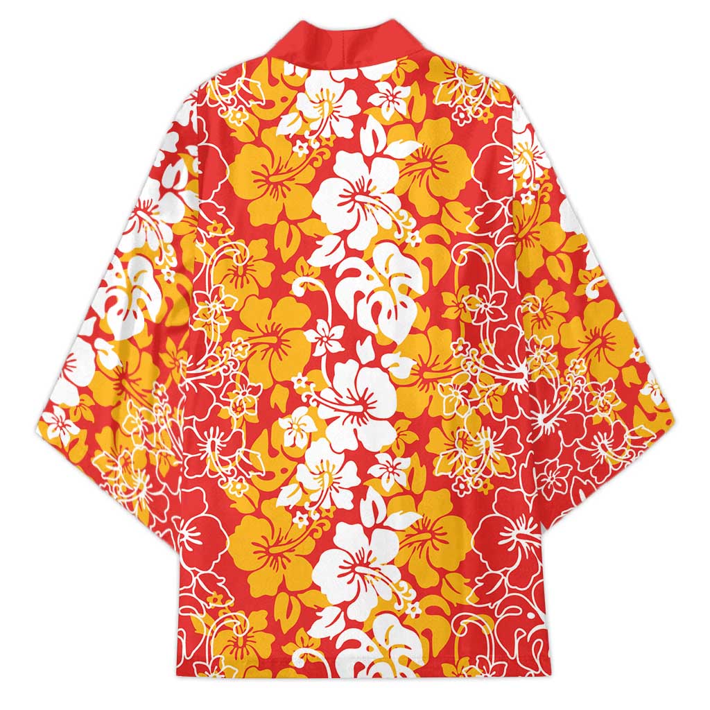 Hawaiian Lei Day Kimono Red Hibiscus Flowers Lei Art LT9 - Polynesian Pride