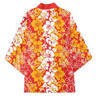 Hawaiian Lei Day Kimono Red Hibiscus Flowers Lei Art LT9 - Polynesian Pride