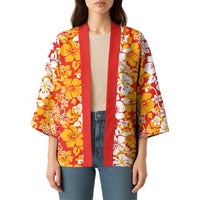 Hawaiian Lei Day Kimono Red Hibiscus Flowers Lei Art LT9 - Polynesian Pride