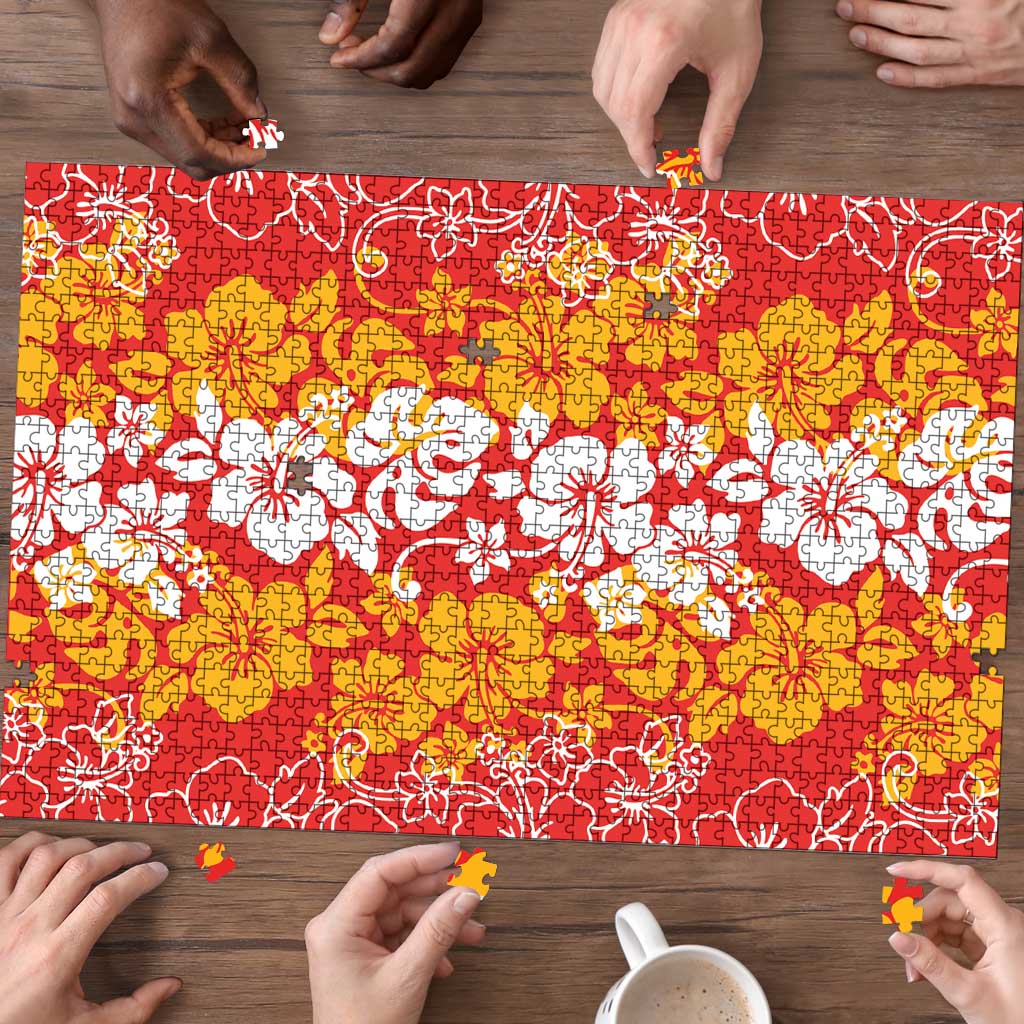 Hawaiian Lei Day Puzzle Red Hibiscus Flowers Lei Art LT9 - Polynesian Pride
