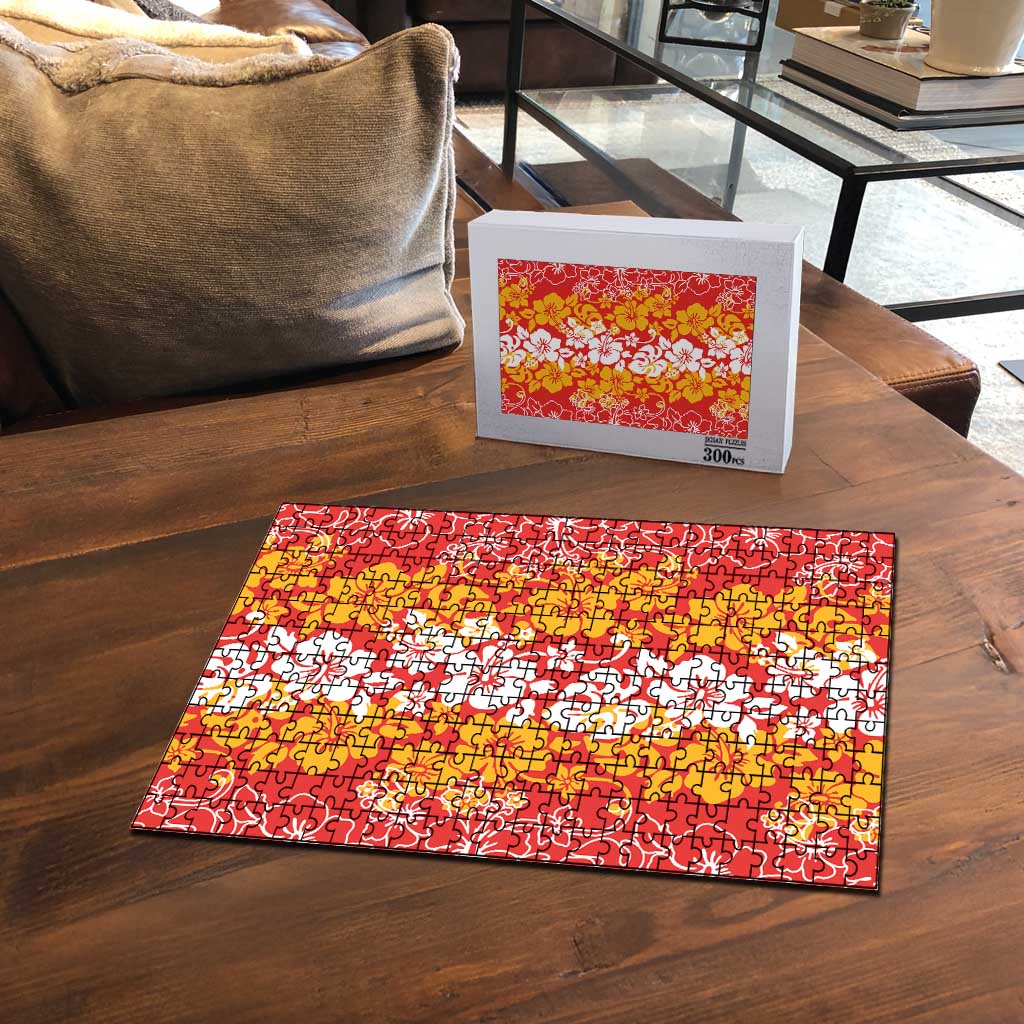 Hawaiian Lei Day Puzzle Red Hibiscus Flowers Lei Art LT9 - Polynesian Pride
