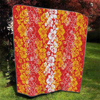 Hawaiian Lei Day Quilt Red Hibiscus Flowers Lei Art