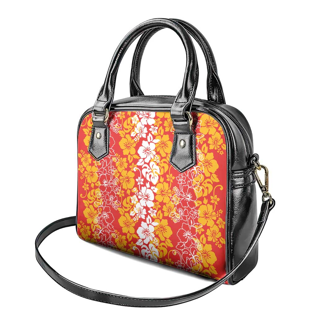 Hawaiian Lei Day Shoulder Handbag Red Hibiscus Flowers Lei Art LT9 - Polynesian Pride